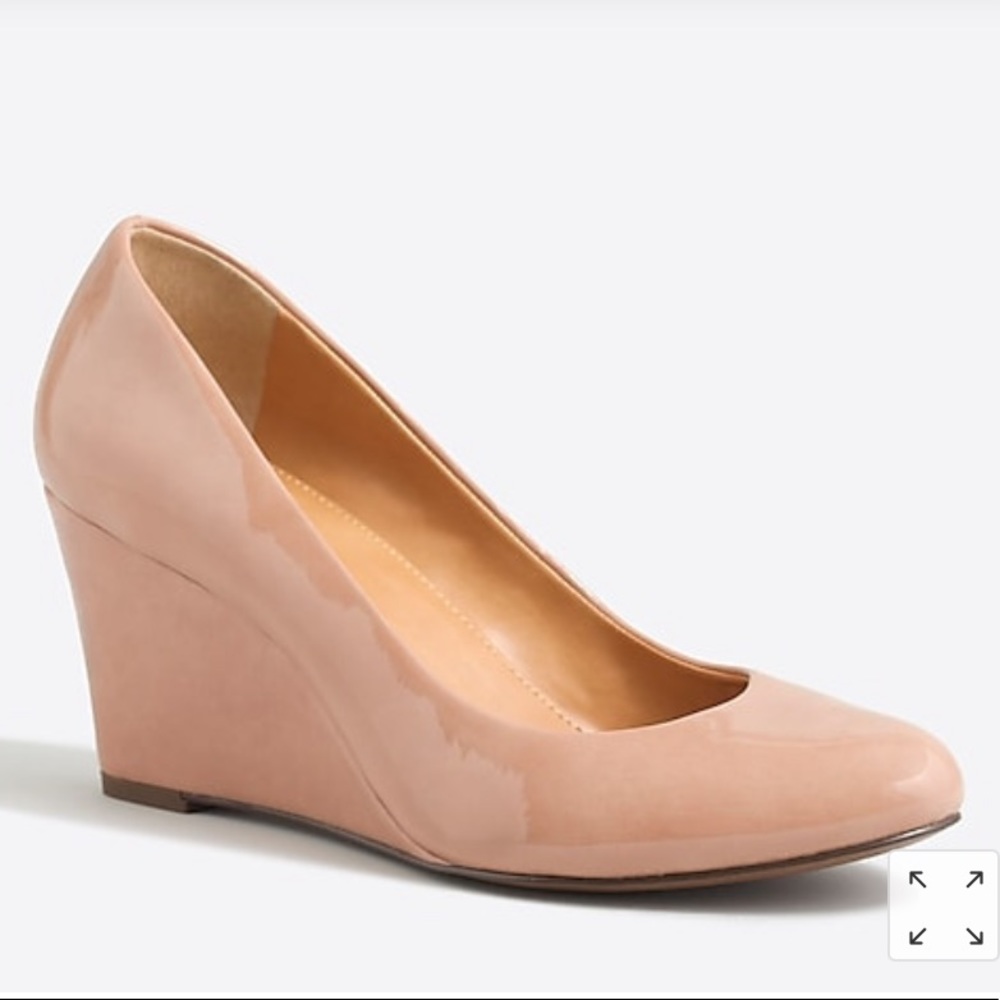 J Crew Sylvia Patent Wedge - 9.5 - Bronzed Clay
